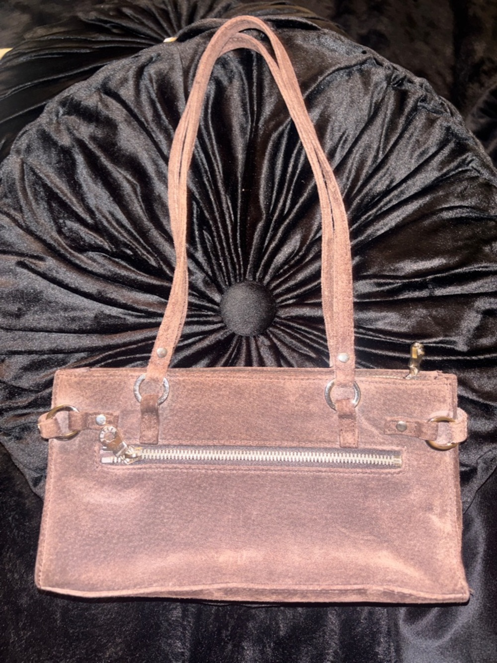 VTG Wilsons Leather Brown Suede Shoulder Bag with Front Zip